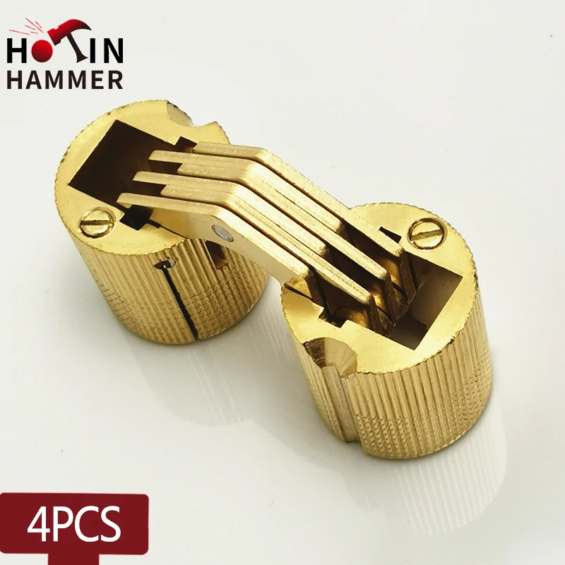 

4pcs Copper Barrel Hinges Cylindrical Hidden Cabinet Concealed Invisible Brass Furniture Hinges 14-18mm Hardware