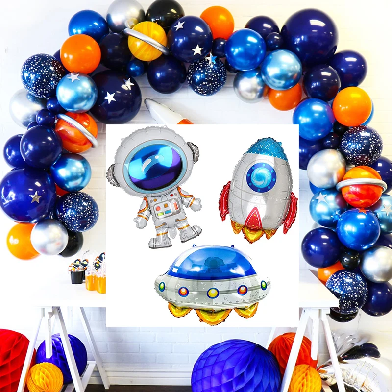 Outer Space Balloon Garland Kit Universe Space Planets Party Garland Kit UFO Rocket Balloons for Kids Birthday Party Decorations