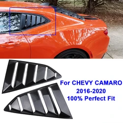 Black/Shiny/Carbon Rear Quarter Window Louvers Fiber Spoiler Panel Fit for Chevrolet Chevy Camaro 2016-22 ABS Stickers 2 pcs/set
