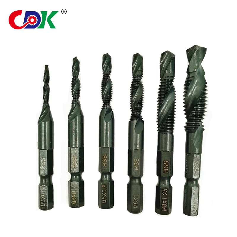 One M8 Screw Tap Drill Bits HSS Taps Woodworking Metric Combination Bit High Speed Steel Bright 1/4