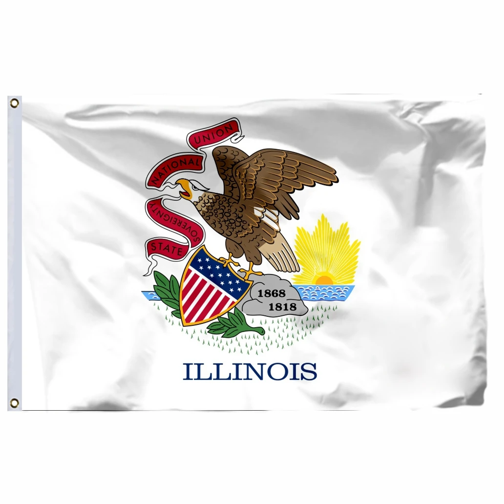 

US State Illinois Flag 3x5ft America 21x14cm United States Double Stitched High Quality Banner 90x150cm USA For Home Decoration