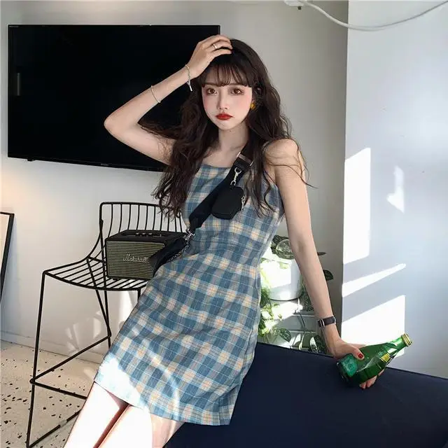 Băng Trượt Không Tay Túi Đeo Hông Sexy Bọc Mini Ngắn Kẻ Sọc Hở Lưng Ôm Body Nhẹ Summer Đầm Đường May Tỉ Áo Váy Nam Nữ Vintage