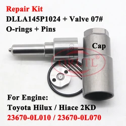 23670-0L010 (236700L010) 인젝터 수리 키트 DLLA145P1024 (093400-1024) Hiace Hilux 용 밸브 플레이트 2.5 D 2KD-FTV
