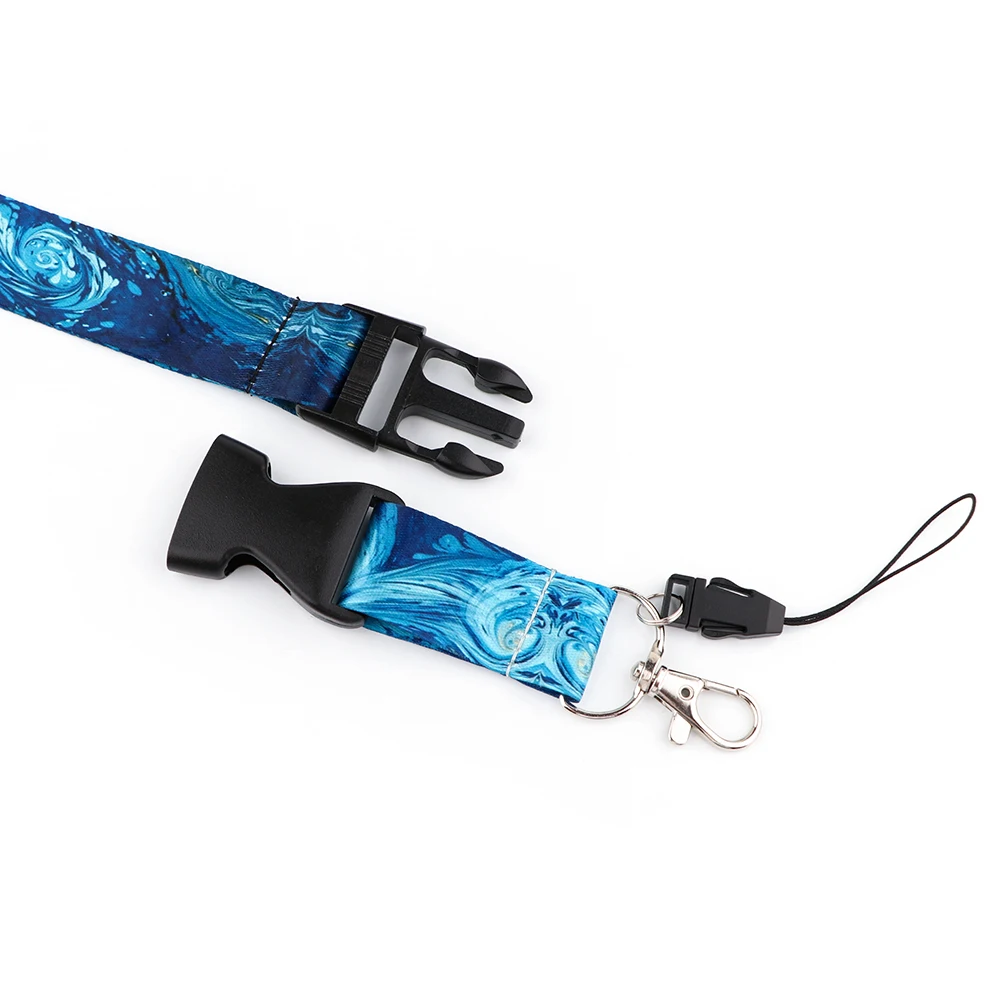 Брелок для ключей Flyingbee с изображением звездного неба Ван Гога, ремешок на шею с пряжкой для телефона, ID-карты, креативные ремешки X2355