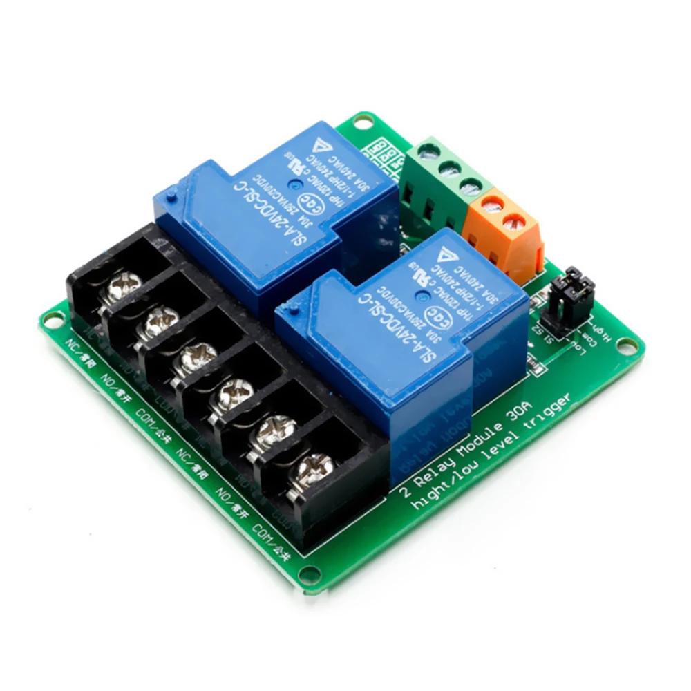 

High Quality 2-Way 30A High and Low Level Trigger Relay Module 5V Smart Home Automation Control