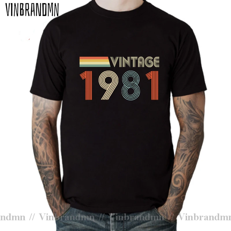 Trendy Brand 80s Clothing Vintage 1981 T-Shirts Birthday Gifts Tee Shirt Retro Born in 1981 T shirts men 1981 Birth Years Tshirt