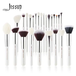 Jessup Makeup brushes set Pearl White/Silver Beauty Foundation Powder Eyeshadow Make up Brushes High quality 10pcs-25pcs