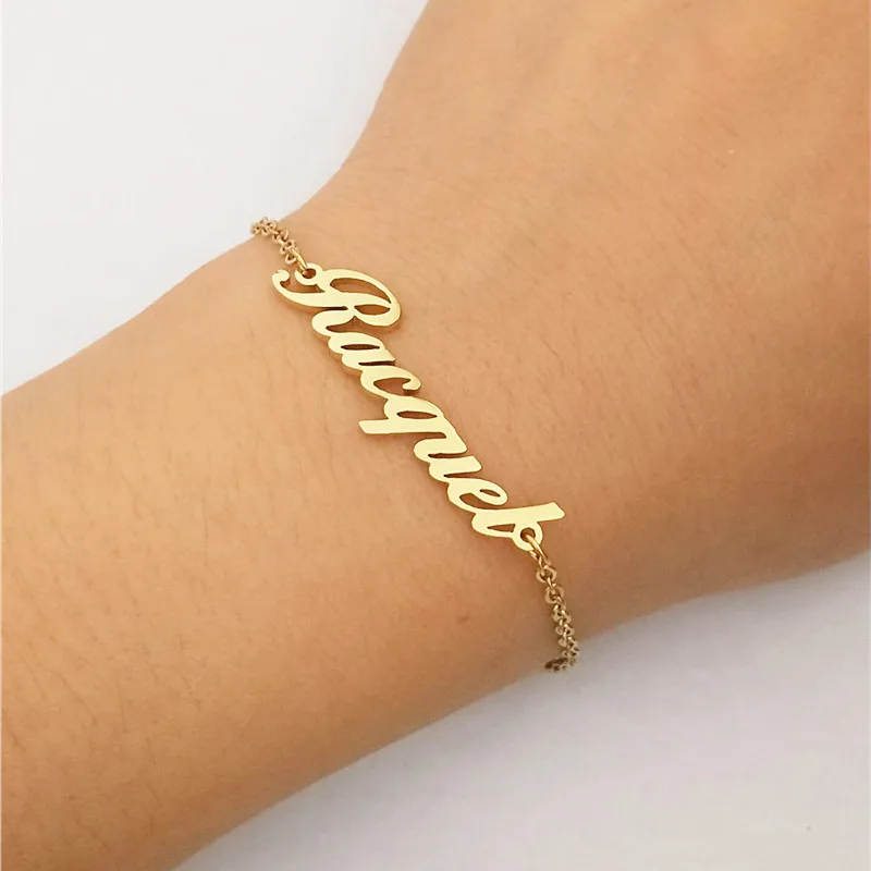 

Personalized Name Bracelet Custom Jewelry Women Gold Pulseira Masculina Old English Number Arabic Name Chain Bracelets