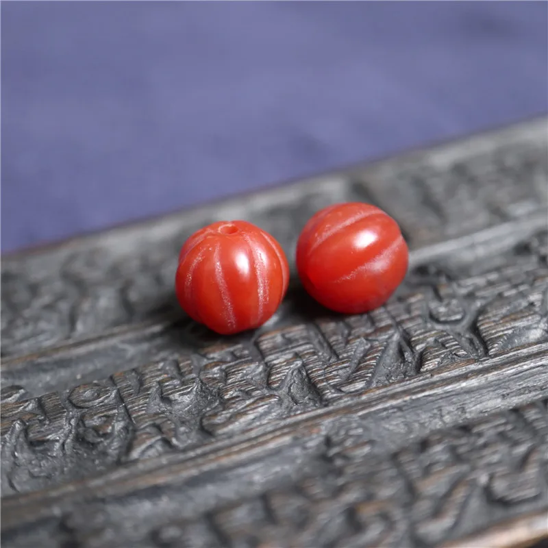 Natural Red Agate Round Lanterns Beads Carved Pumpkin Loose Beads 8/10/12/14/16/18/20mm Melon Stone Beads TSB0456