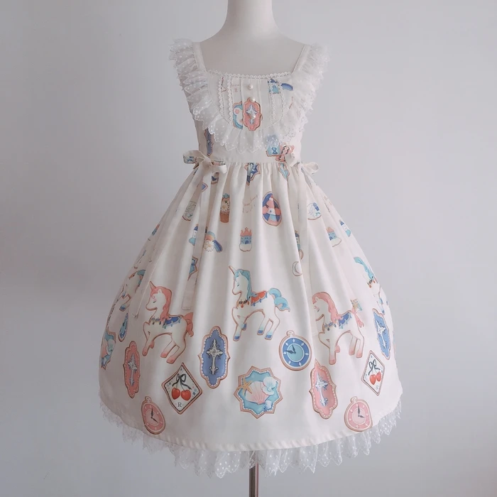 Prinzessin viktorianischen kleid kawaii mädchen täglichen loli cos süße lolita strap kleid vintage falbala bowknot nette druck hohe taille