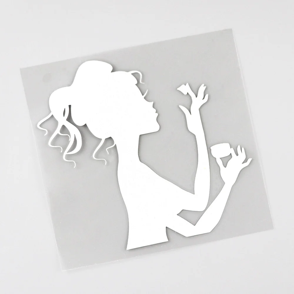 YJZT 12.5CMX11.9CM Sexy Girl Lady Make Up Window Decal Vinyl Car Sticker Black/Silver 8A-0473