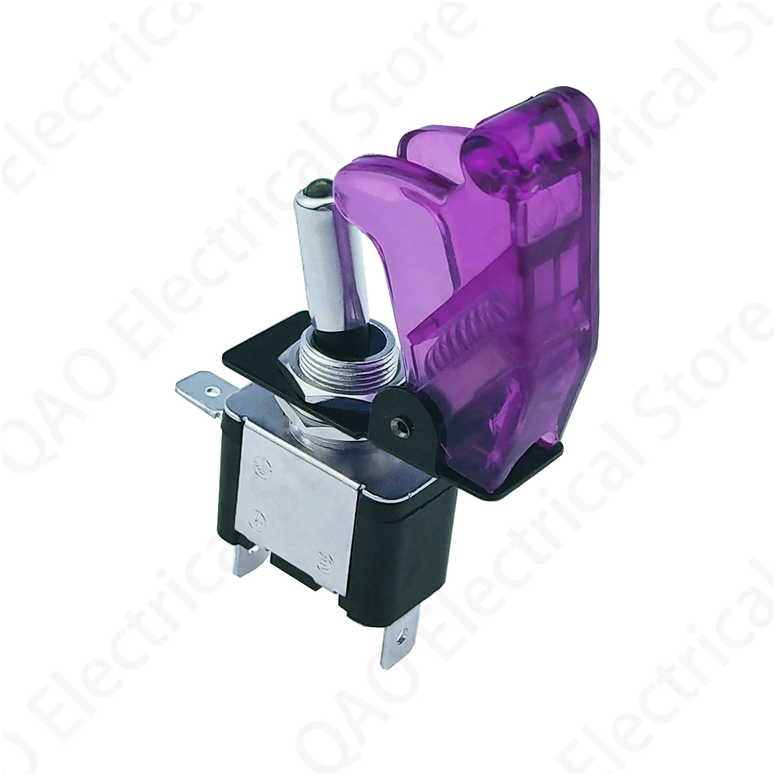 1Set 12V 20A Auto Car Boat Truck Illuminated Led Toggle Switch With Safety Aircraft Flip Up Cover Purple cover white light