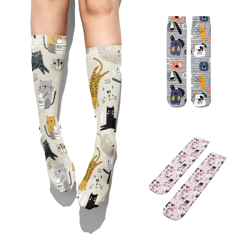 Kawaii Cartoon Cat Cotton Socks For Women Female High Ankle Fall Funny Casual Women Socks Cute Mini Cat Comfortable Cotton Socks