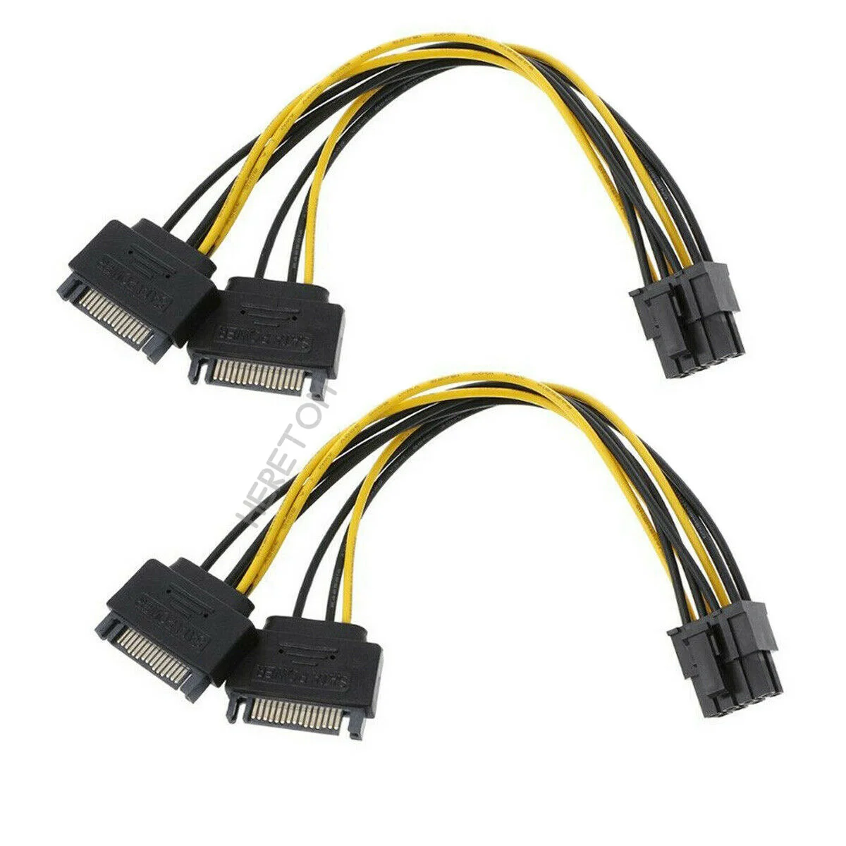 2 stücke Dual 15Pin Männlichen Kabel Zu (6 + 2) 8Pin Männlichen PCIE PCI Express Video Karte SATA Power Kabel Adapter Daten Kabel 20CM
