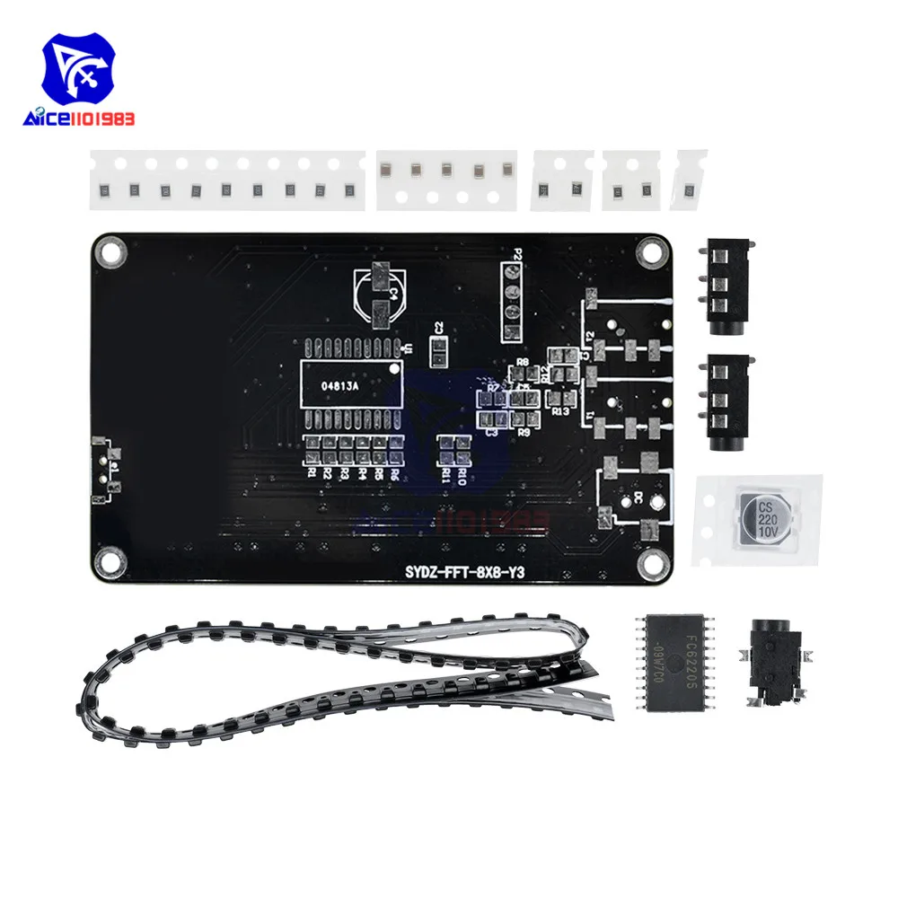 diymore 8x8 Audio Spectrum Level LED Indicator Board FFT 8x8 Acoustical Spectrum LED Light Audio Indicator DIY Kit for Arduino