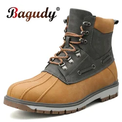 Men's Leather Winter Tooling Boots Warm Fur Boots for Men Outdoor Waterproof High-top Non-slip Boots Comfortable Men Snow Boots