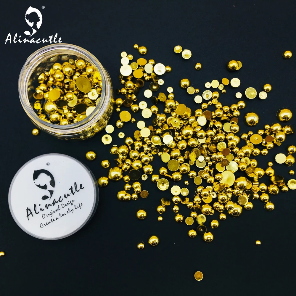 Alinacutle 15 g/Glas Metallic-Perlen, gemischte Größen für Nägel, Kunst, handgefertigtes Bastelzubehör, Scrapbook-Shakes, DIY-Pailletten-Shaker