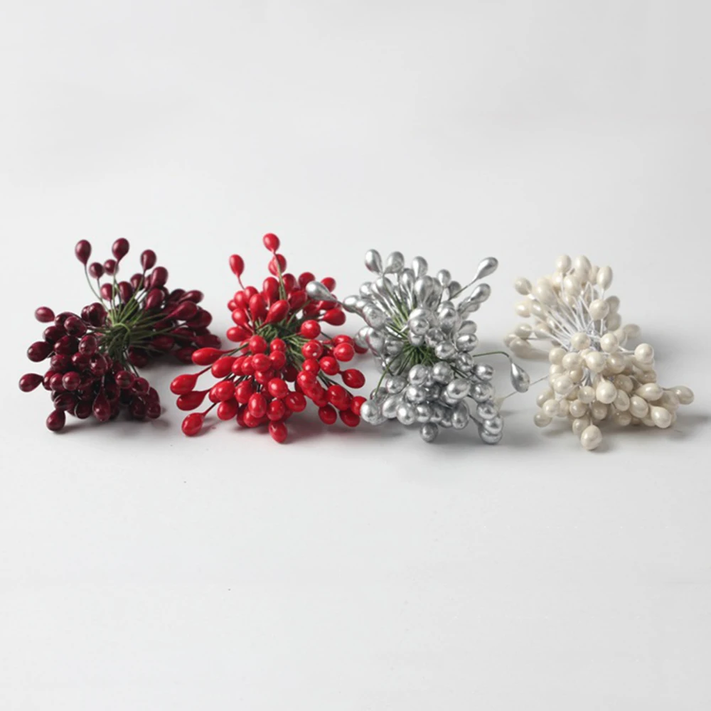 

Artificial Christmas Berries Simulation Double-headed Berry DIY Metal Wire Flower Wreath Small Fruit Stalk Home Party Xams Decor