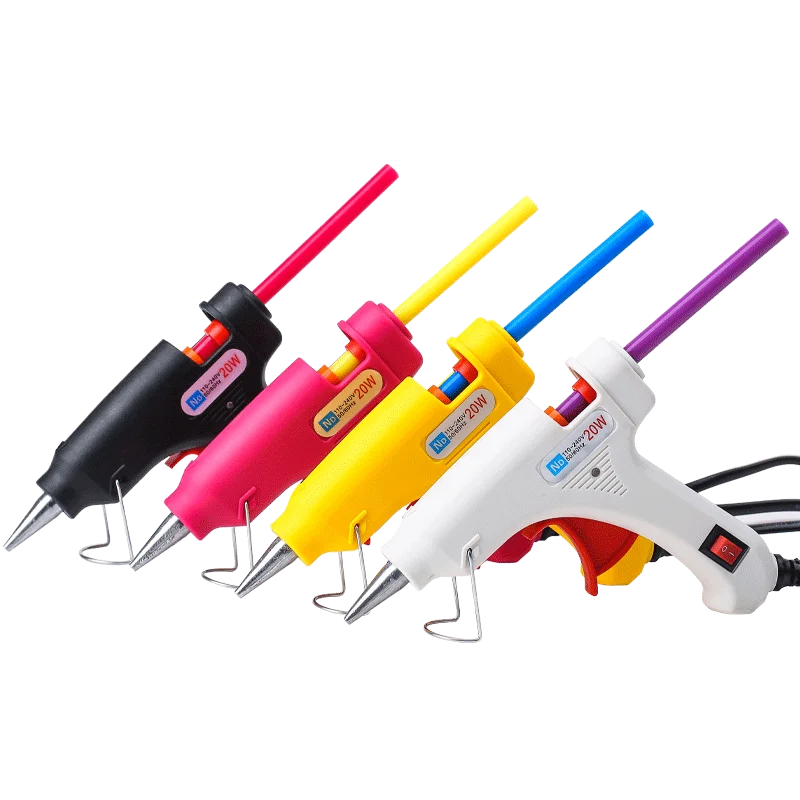 Pistola per colla a caldo per uso domestico piccola potenza manuale stick per colla a caldo fai-da-te 7mm, colore ecologico ad alta viscosità e tran