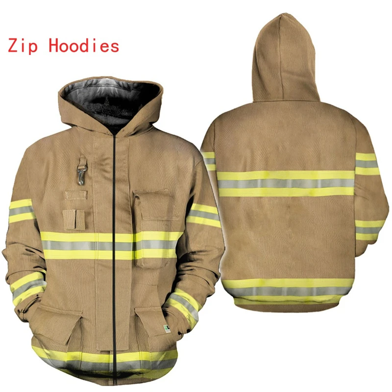 Feuerwehr Anzug 3D All Over Gedruckt Sweatshirt 3D Druck Hoodie Zipper Männer Frauen Neue Stil Harajuku Oberbekleidung Drop Shipping