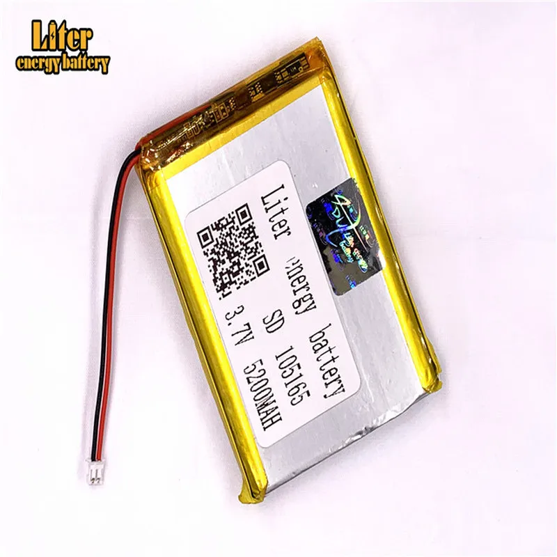 1.5MM 2pin connector 105165 3.7V 5200mah Lithium Polymer Battery for Recreational machines  power bank