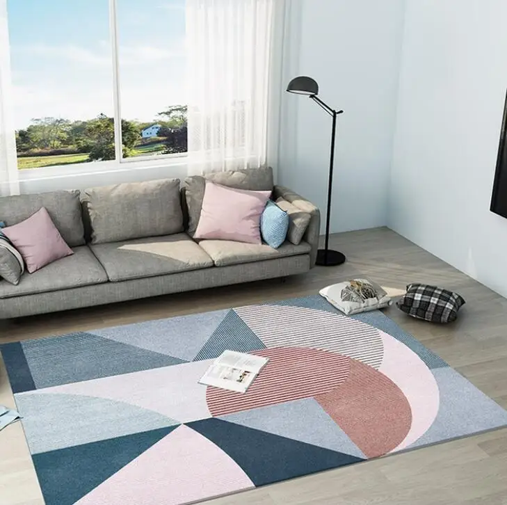 

Nordic Luxury Geometric Style Abstract Art Coffee Table Carpet Bedroom Rug Headboard Covered With Non-Slip Mat Bedroom Carpet