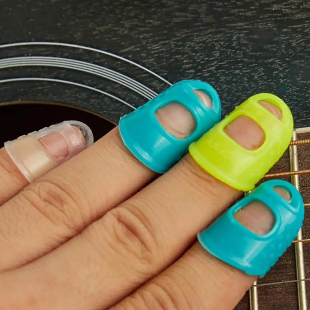 4Pcs Silicone Finger Guards Guitar Fingertip Protectors For Ukulele Guitar Non-Slip Finger Sets 6 Color Optional