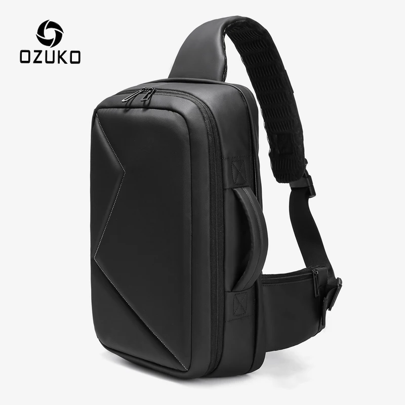 OZUKO Men 12.5 inch iPad Large Capacity Crossbody Bag Waterproof Messenger Shoulder Bag Chest Pack Business Sling Bags for Male