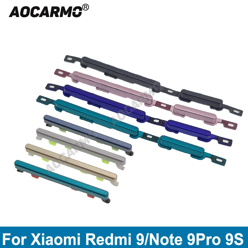 

Aocarmo Volume Power ON OFF Volume Up Down Side Button Key For Xiaomi Redmi 9 Note 9 9S Replacement Part