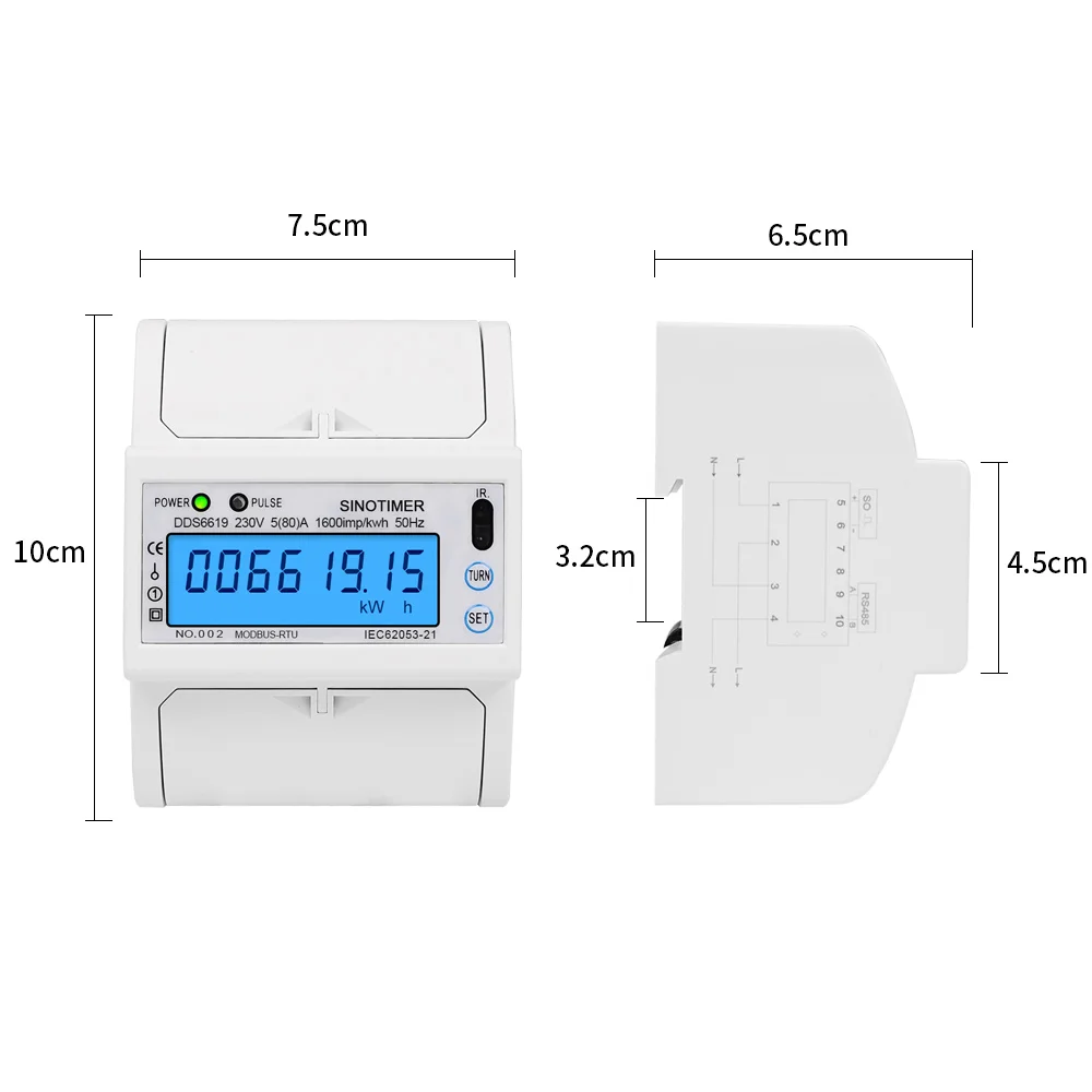 015 NEW AC 220V Power Saving Meter Energy Meter RS485 Modbus Single Phase DIN Rail LCD Digital with backlight Multifunctional