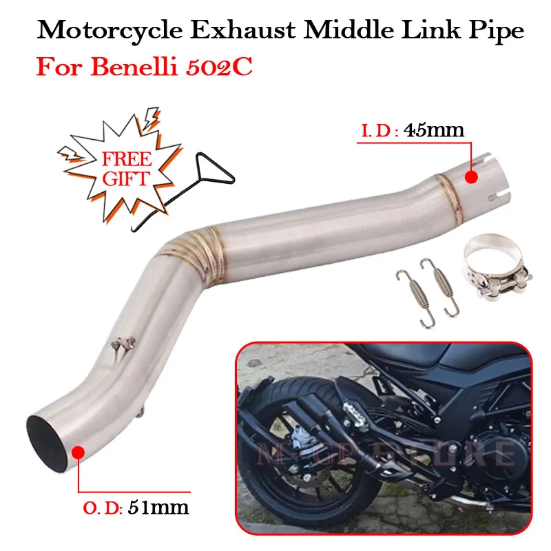 Slip On Moto Escape System Motorcycle Exhaust Middle Link Pipe Stainless Steel Modified For Benelli 502c Eliminator Enhanced