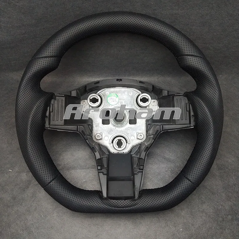 Steering Wheel With Perforated Leather Sport Style High Quality Customize For Tesla Model Y Model 3 2017 2018 2019 2020 2021