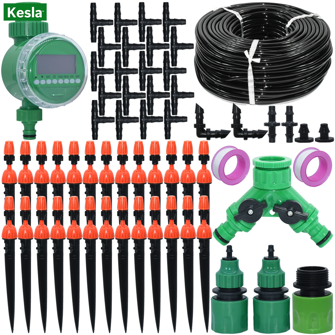 

KESLA Garden DIY Automatic Watering Kits w Timer Irrigator Micro Drip Irrigation System Adjustable 20CM Sprinkler for 4/7mm Hose