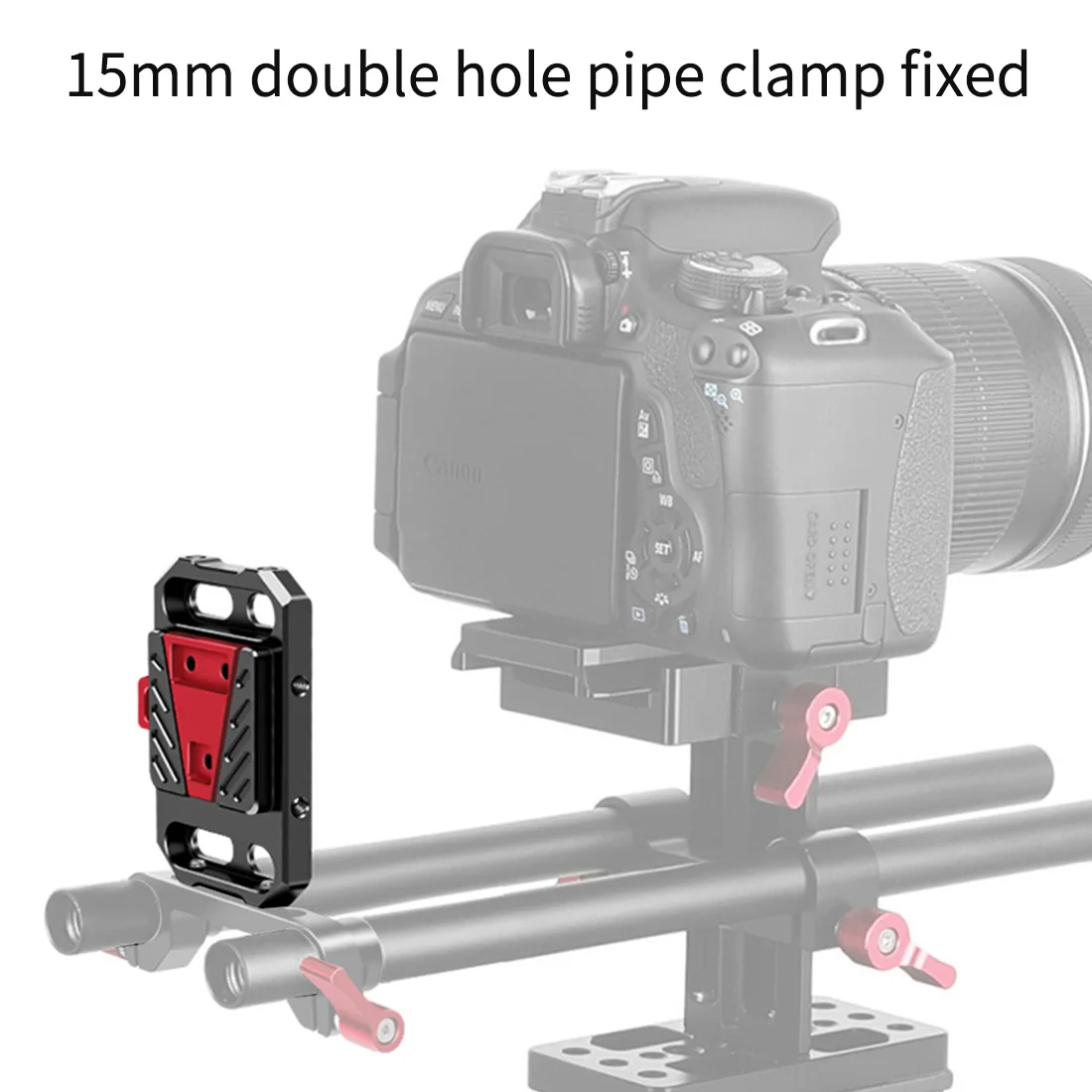 Aluminium-Schnellwechsel-V-Lock-Akku-Montageplatte mit 15-mm-Stangenklemme für Fotografie-DSLR-Kameras, Rig-Schiene und Follow-Focus-System – Detail 4
