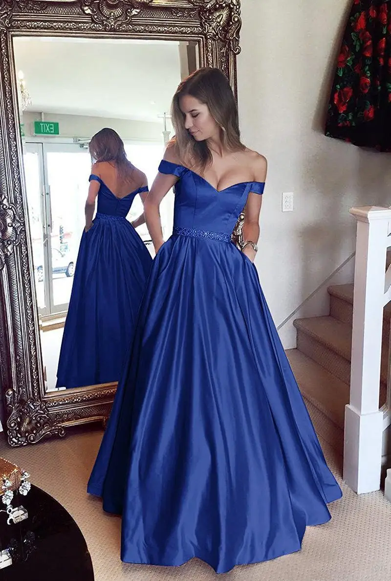 Blue A Line liebsten formales abend-kleid plissee satin lange prom kleid und boden kann angepasst werden