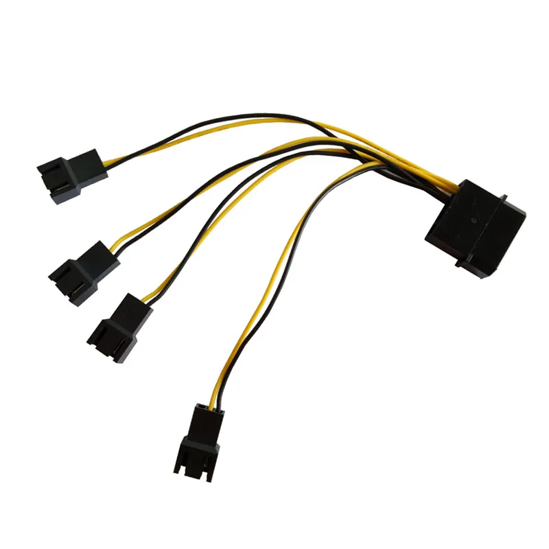 Fan Power Splitter Cable 12V Molex 4pin to 4x 3pin Case Cooler Cooling Fan Spliter Adpater Power Cable PC,IDE 4 pin to 2x 12V 5V