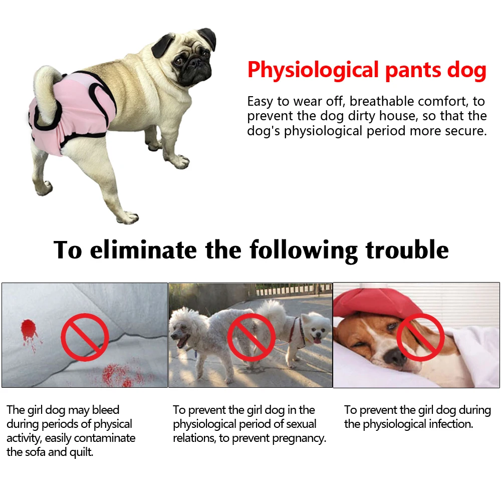 Reusable Dog Diaper Pant Physiological Pants Washable Female Girl Dogs Shorts Pants Absorbent Pets Underwear Sanitary Panties