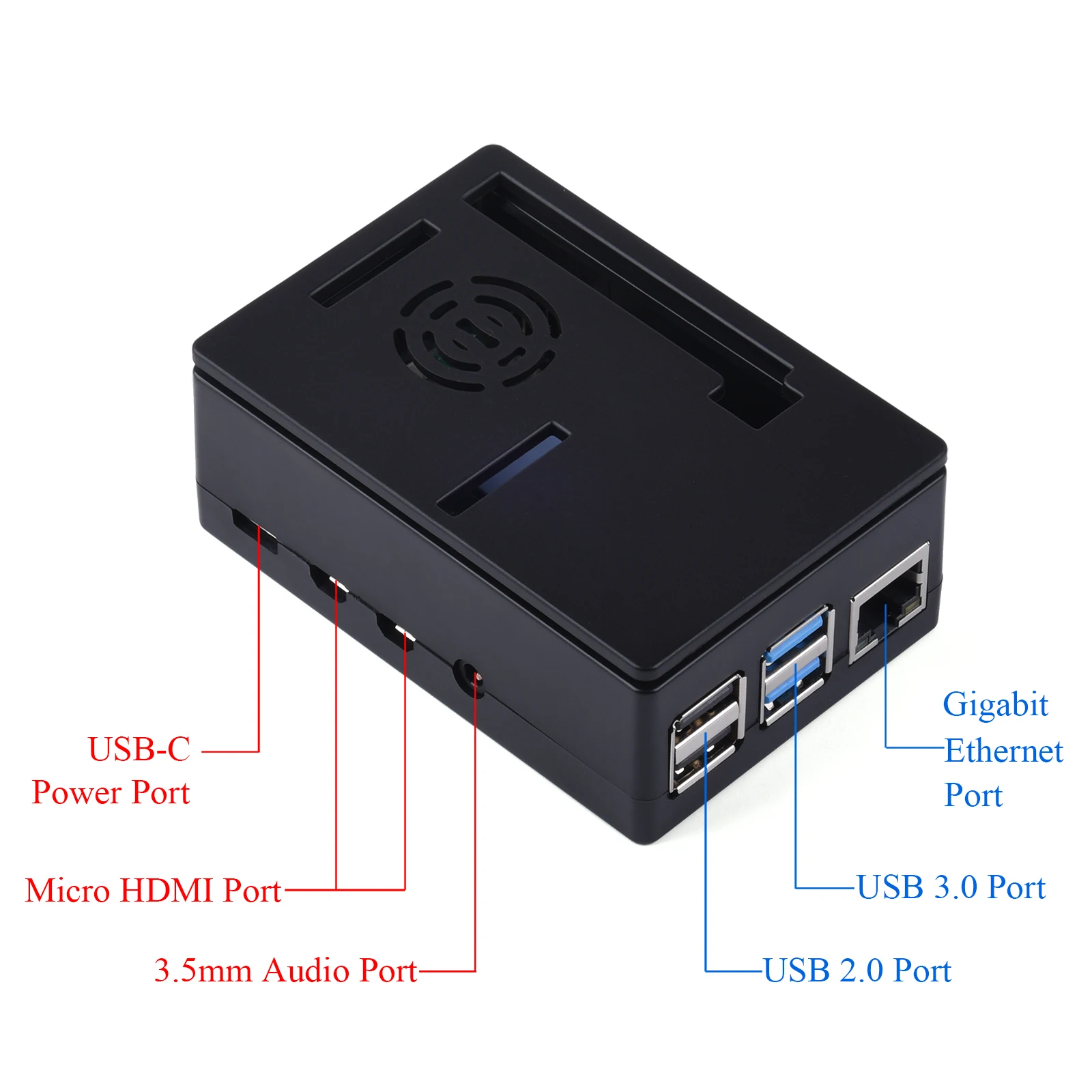 Abs Schutzhülle Abdeckung Box Shell Gehäuse kompatibel mit 3,5 im Bildschirm für Raspberry Pi 4b/3b +/3b schwarz