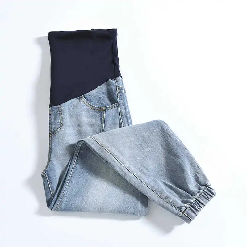 Calças de maternidade para mulheres grávidas roupas de gravidez calças de brim para mais tamanho cintura ajustável denim barriga jean outono