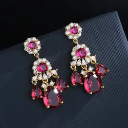 925 sterling silver fashion trend colorful diamond geometric earrings female party birthday earrings