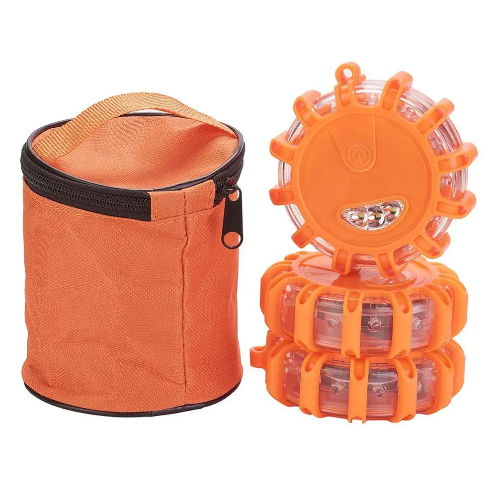 

3pcs/Set Car Emergency Strobe Flashing Warning Light Roof Road Safety Lamp Roadside Orange Magnetic Base Light