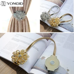 Magnetic Rope Curtains Tieback Europe Style Crystal Flower Retractable Curtain Clips Cortinas Holdbacks Tiebacks For Home Decor