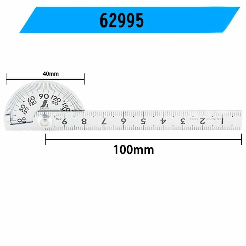 SHINWA Penguin Mini Protractor Classic Angle Gauge Ruler Machinist Craftsman Tool 180 Degree Dia40mm Dia90mm Head 10cm