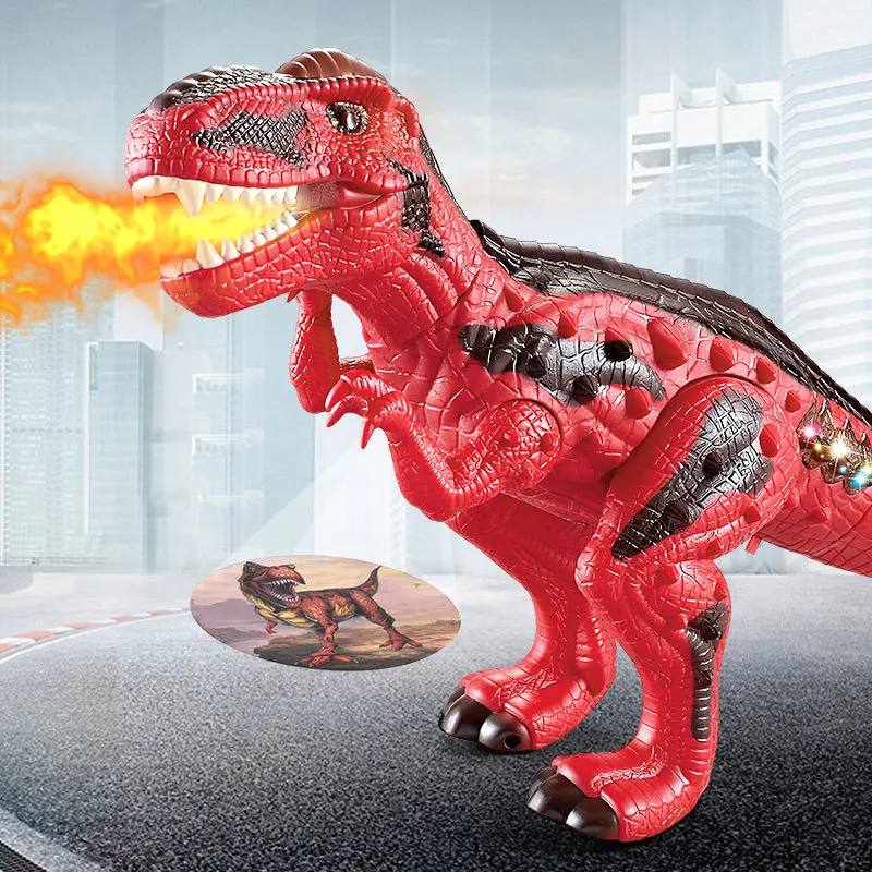 Hot new fire-breathing electric dinosaur 3D Tyrannosaurus design Light projection Walking sound model Situational animal pet toy