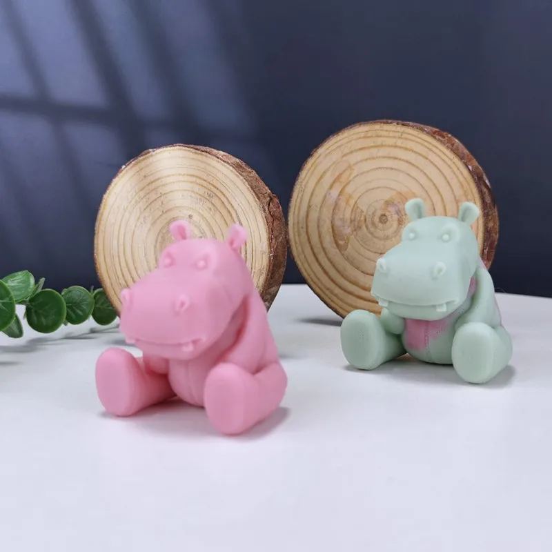 3D śliczne skórzane Hippo silikonowe formy do odlewania świec świeca DIY formy aromaterapia żywica epoksydowa forma gipsowa robienie mydła formy