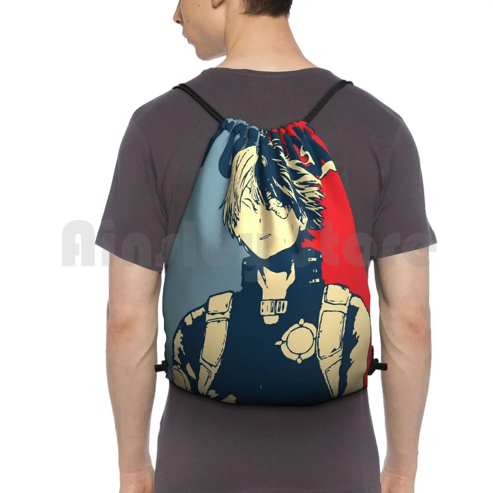 

Todoroki Backpack Drawstring Bag Riding Climbing Gym Bag Mha Boku No Hero Academia Todoroki Shoto Ice Fire Hero Anime Manga