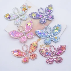 6Pcs 62*42mm Clay Sprinkle Butterfly Rhinestone Applique for DIY Clothes Hat Decor Patches Headwear Hair Clips Bow Accessories