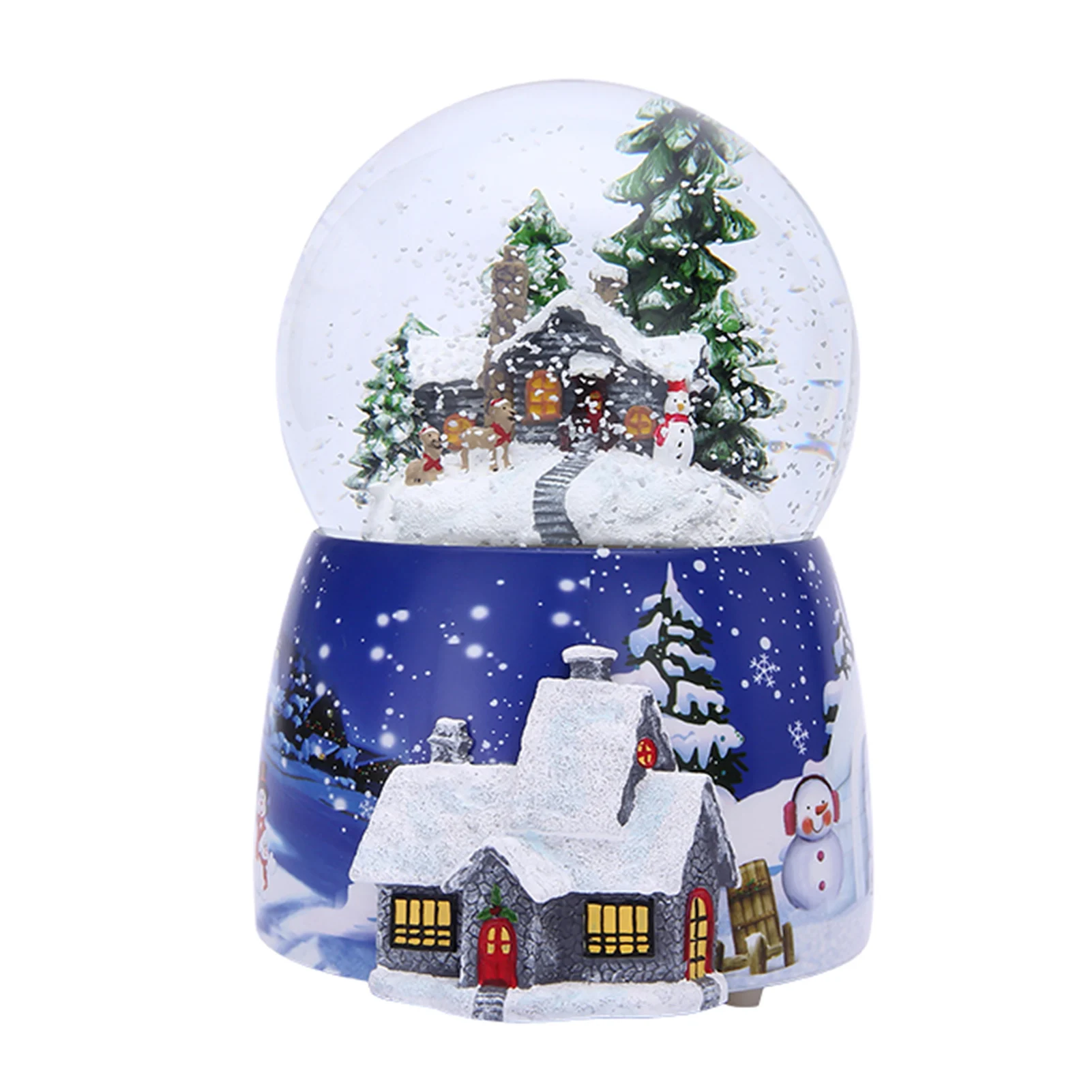 1 Pcs Resin Music Box Crystal Ball Snow Globe Glass Lights Christmas Gift With Speaker Spinning Santa Claus Crafts Desktop Decor view 5