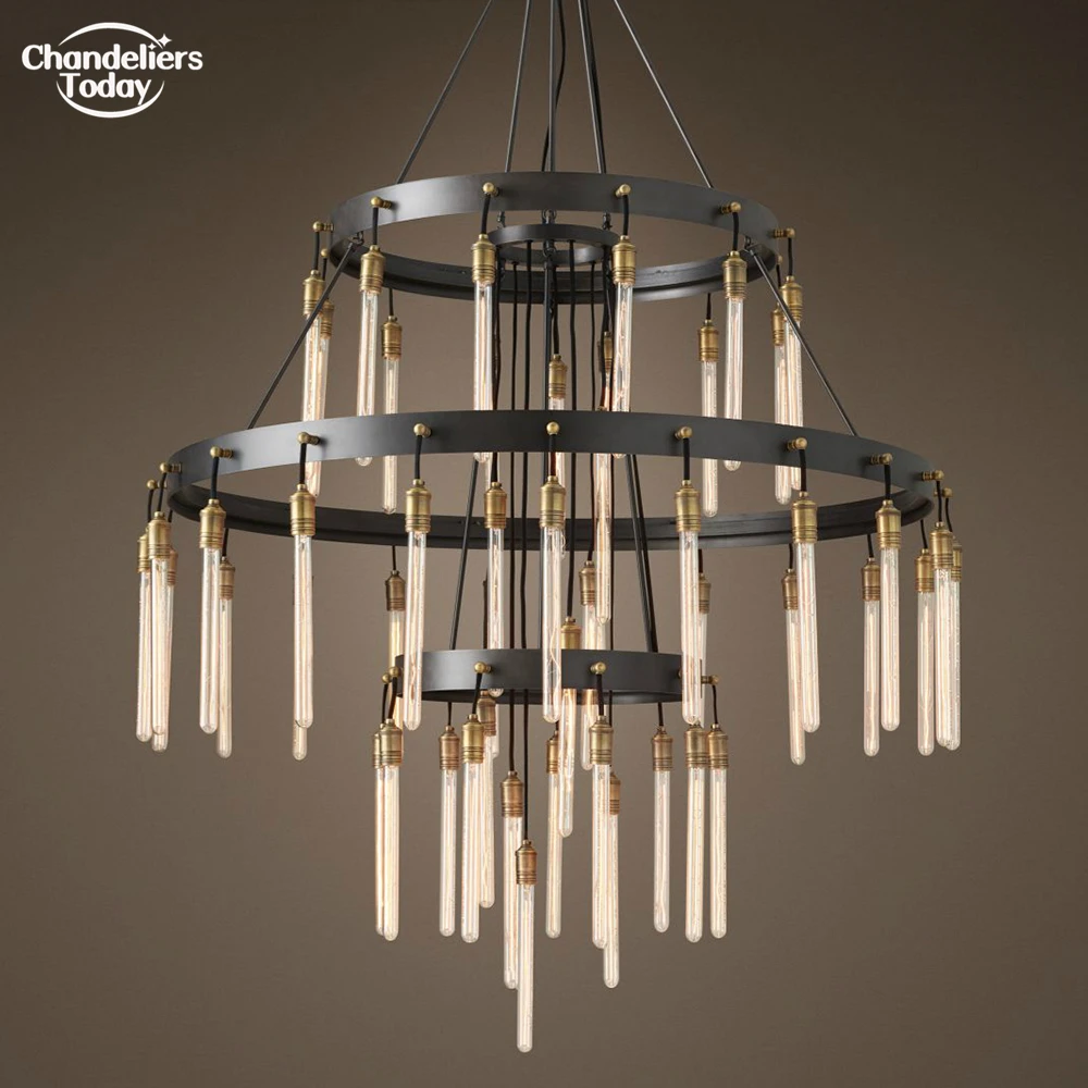 

Retro Chandelier Lighting Classic Axis Round Metal Chandeliers Hanging Light Fixture for Home Hotel Restaurant Decoration