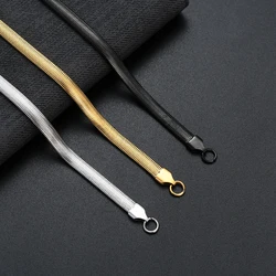 New Arrival 6MM 316L Stainless Steel Flat Snake Chain Bracelet Fashion Gold Black Color Link Bracelet For Men and Women